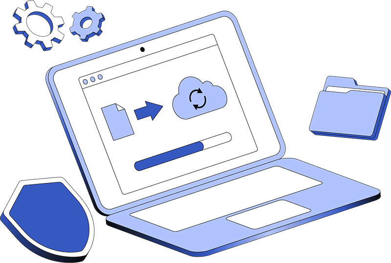 data backup on laptop in progress